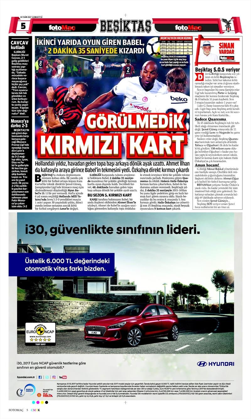 14 Ekim 2017 | Gazetelerin Beşiktaş Manşetleri - Görsel 11