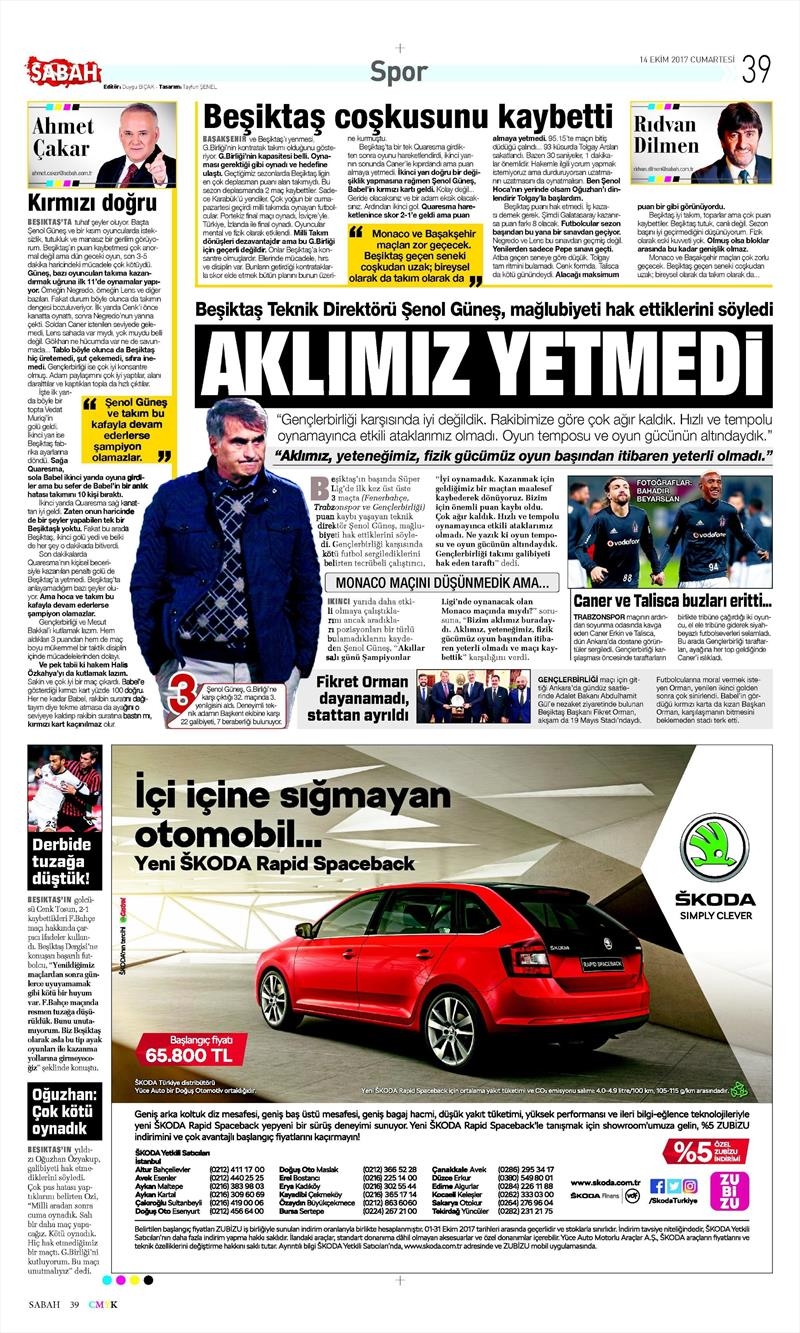 14 Ekim 2017 | Gazetelerin Beşiktaş Manşetleri - Görsel 22