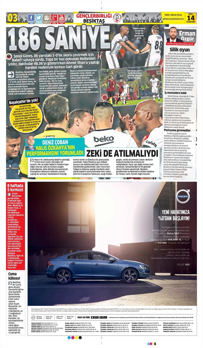 14 Ekim 2017 | Gazetelerin Beşiktaş Manşetleri - Görsel 4