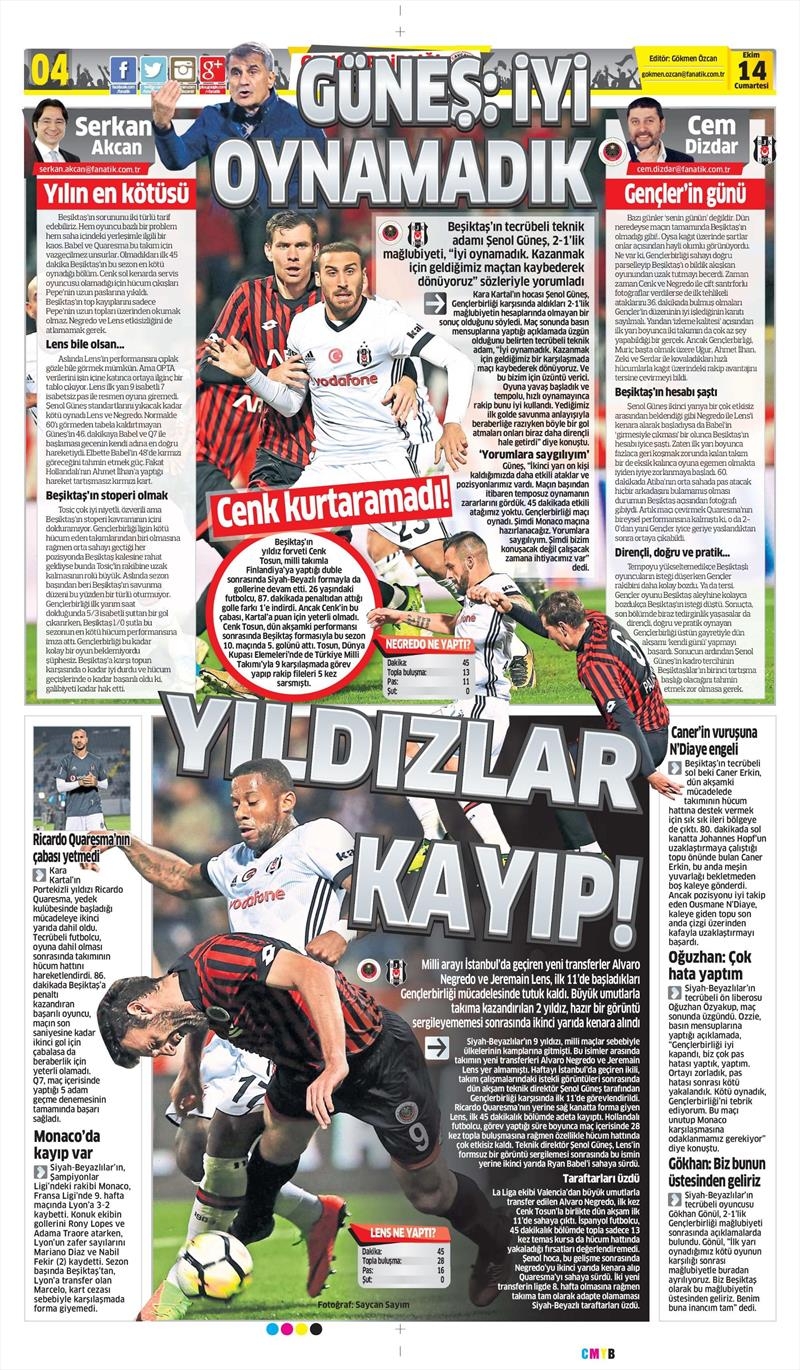 14 Ekim 2017 | Gazetelerin Beşiktaş Manşetleri - Görsel 5