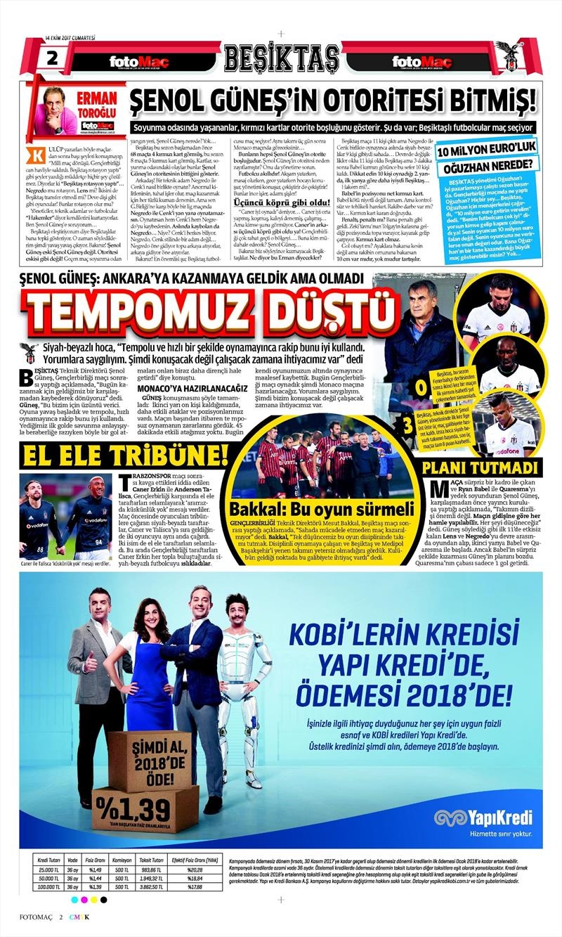 14 Ekim 2017 | Gazetelerin Beşiktaş Manşetleri - Görsel 8