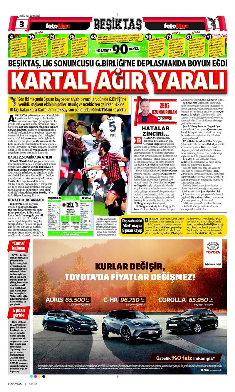 14 Ekim 2017 | Gazetelerin Beşiktaş Manşetleri - Görsel 9