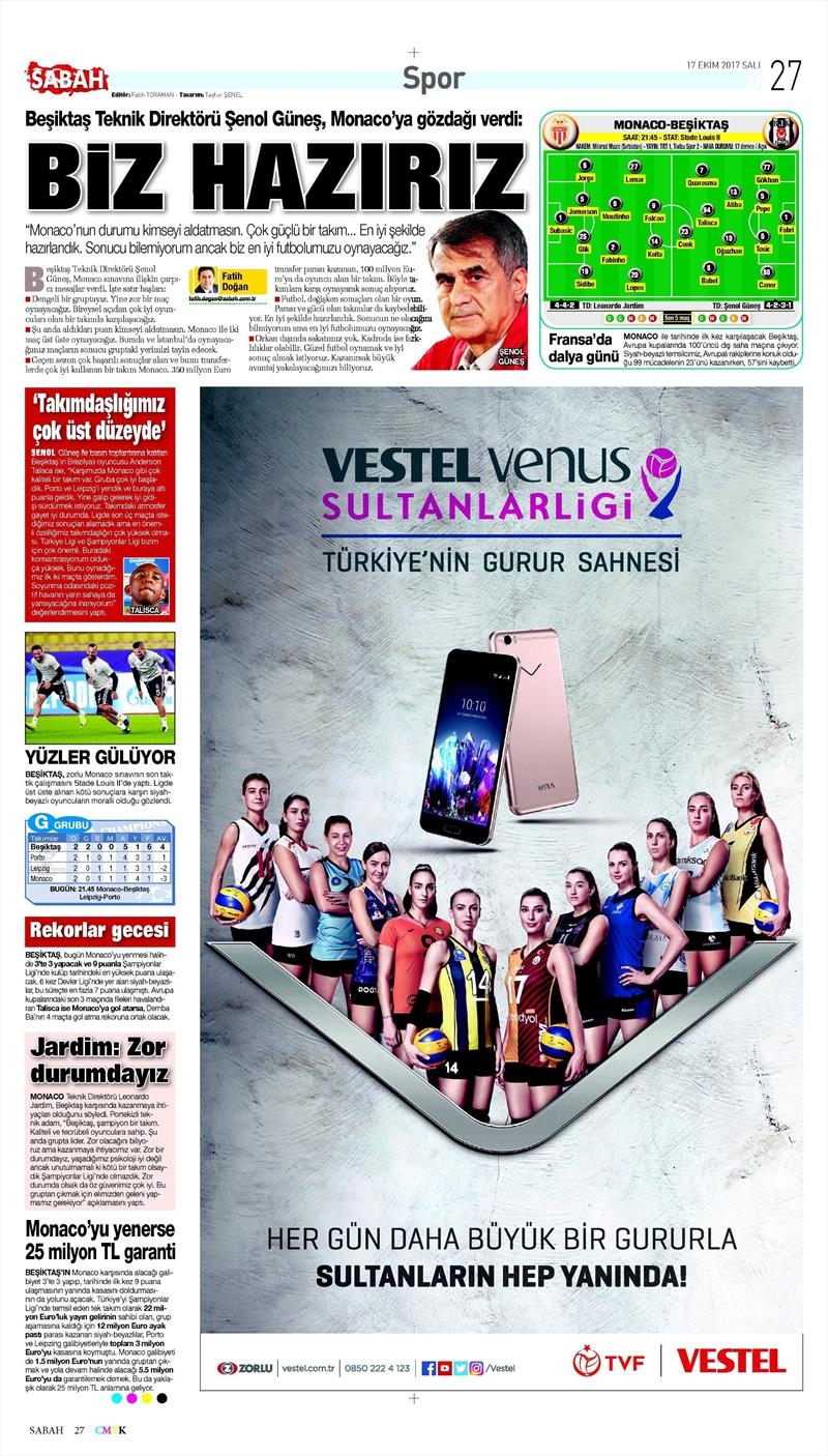 17 Ekim 2017 | Gazetelerin Beşiktaş Manşetleri - Görsel 9