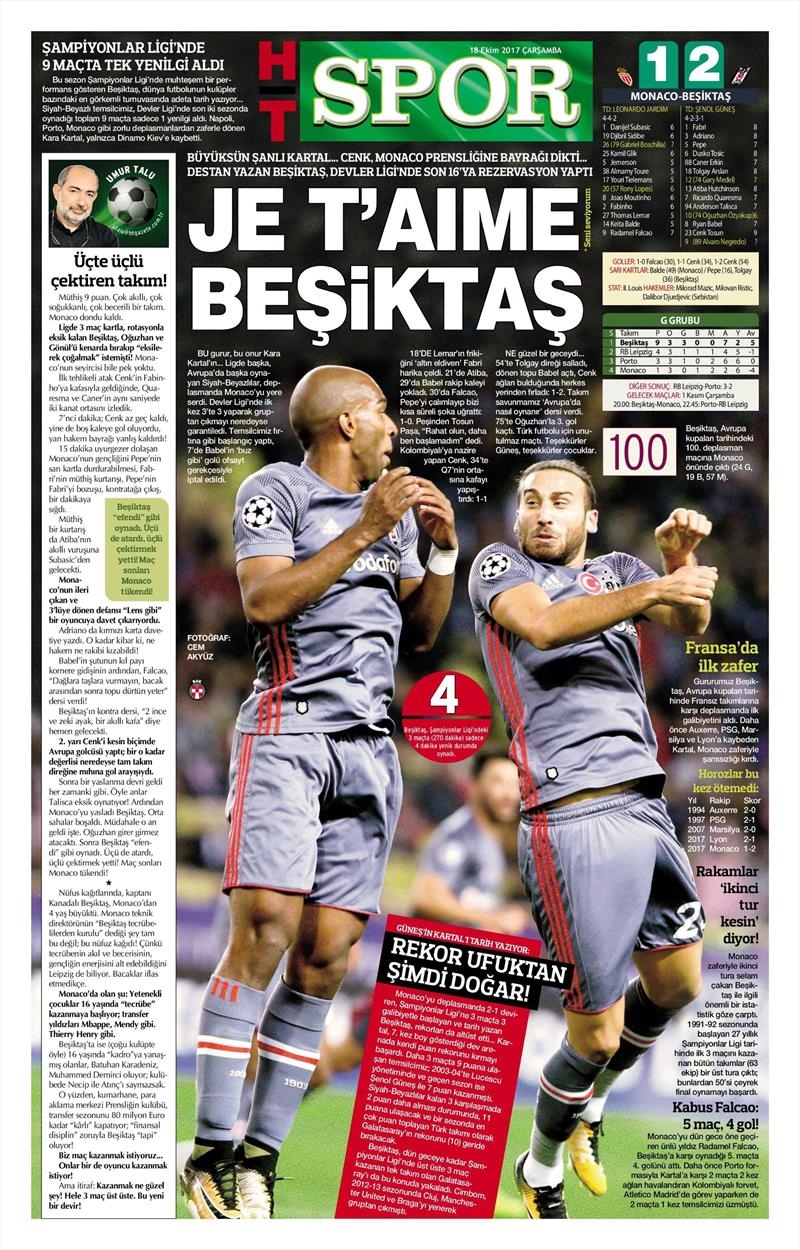 18 Ekim 2017 | Gazetelerin Beşiktaş Manşetleri - Görsel 16