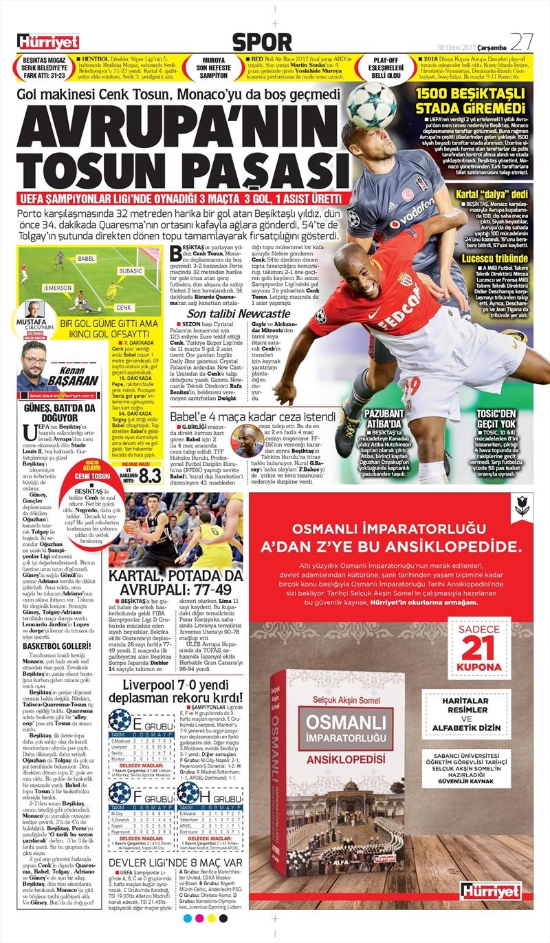 18 Ekim 2017 | Gazetelerin Beşiktaş Manşetleri - Görsel 19
