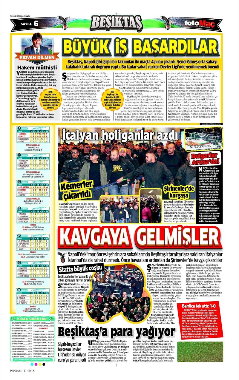 2 Kasım 2016 | Gazetelerin Beşiktaş sayfaları - Görsel 10