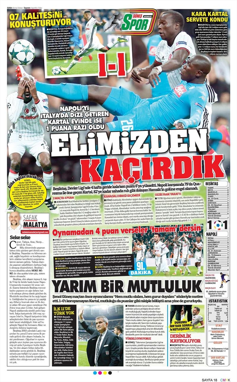 2 Kasım 2016 | Gazetelerin Beşiktaş sayfaları - Görsel 11