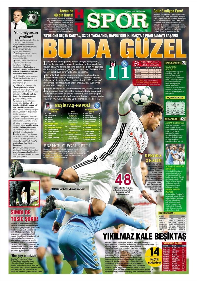 2 Kasım 2016 | Gazetelerin Beşiktaş sayfaları - Görsel 12
