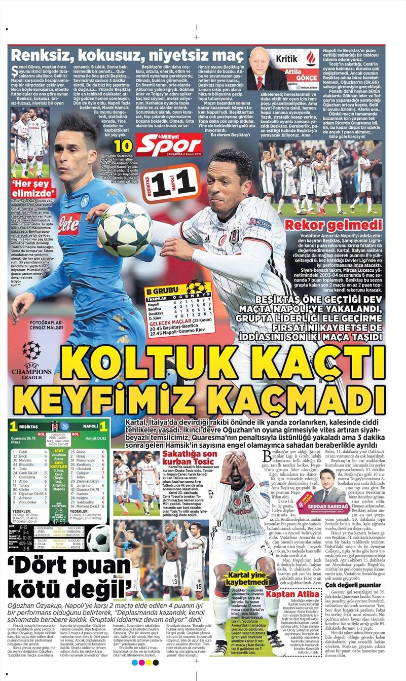 2 Kasım 2016 | Gazetelerin Beşiktaş sayfaları - Görsel 16