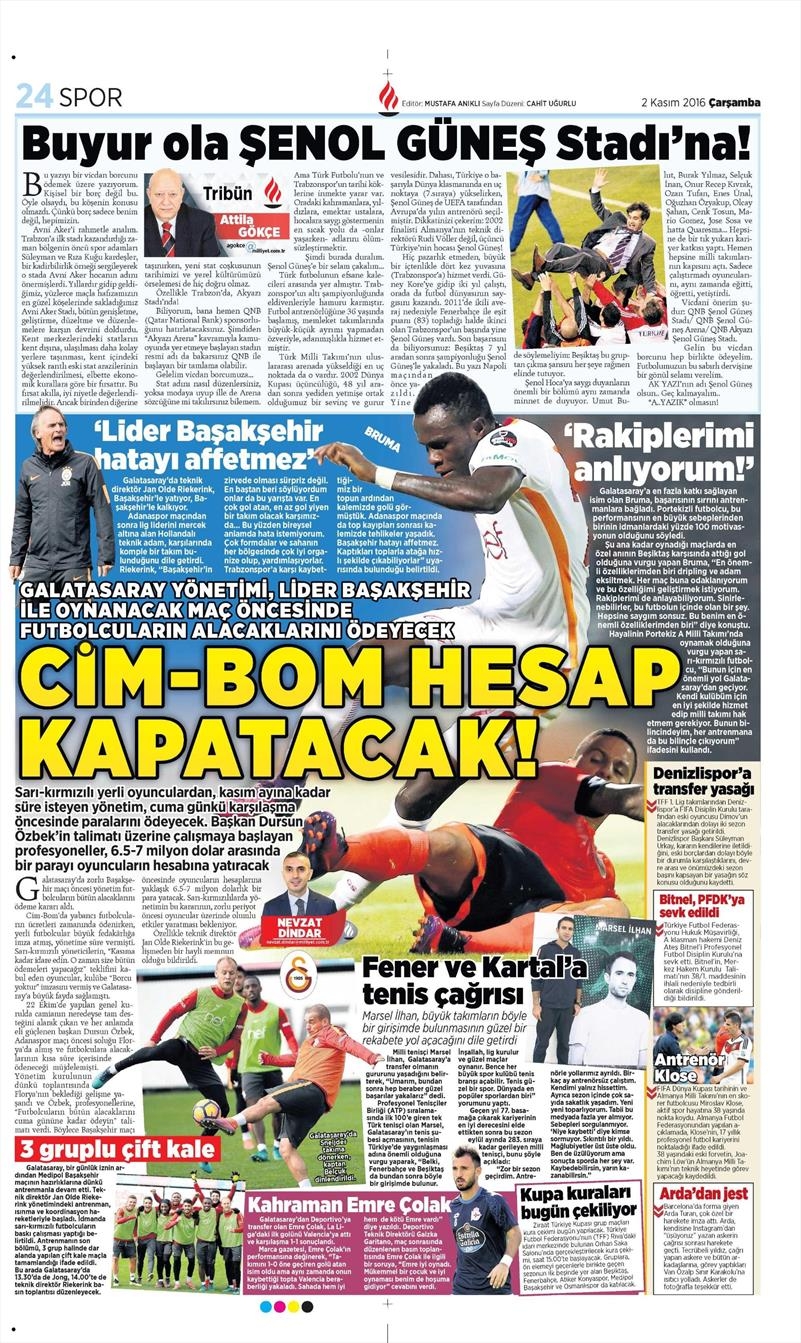 2 Kasım 2016 | Gazetelerin Beşiktaş sayfaları - Görsel 19