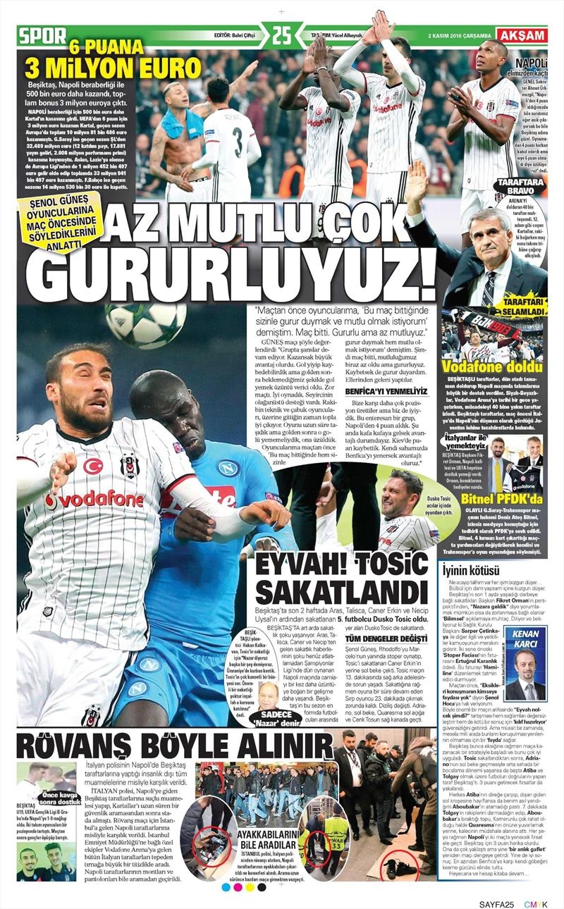 2 Kasım 2016 | Gazetelerin Beşiktaş sayfaları - Görsel 2