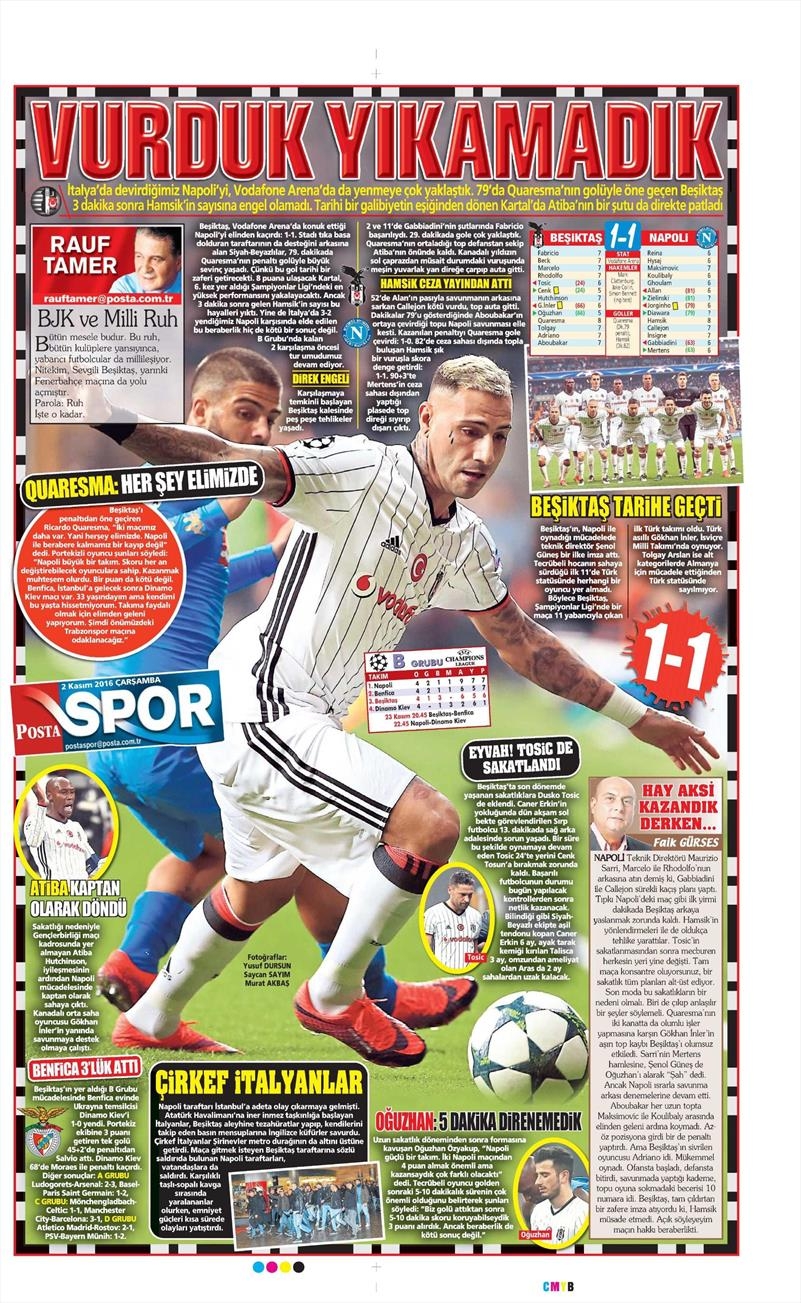 2 Kasım 2016 | Gazetelerin Beşiktaş sayfaları - Görsel 20