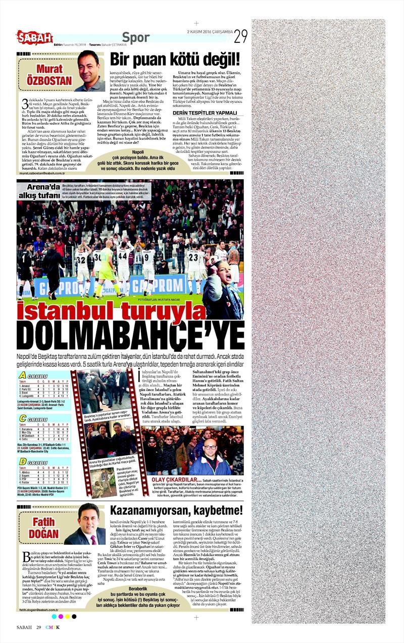 2 Kasım 2016 | Gazetelerin Beşiktaş sayfaları - Görsel 26