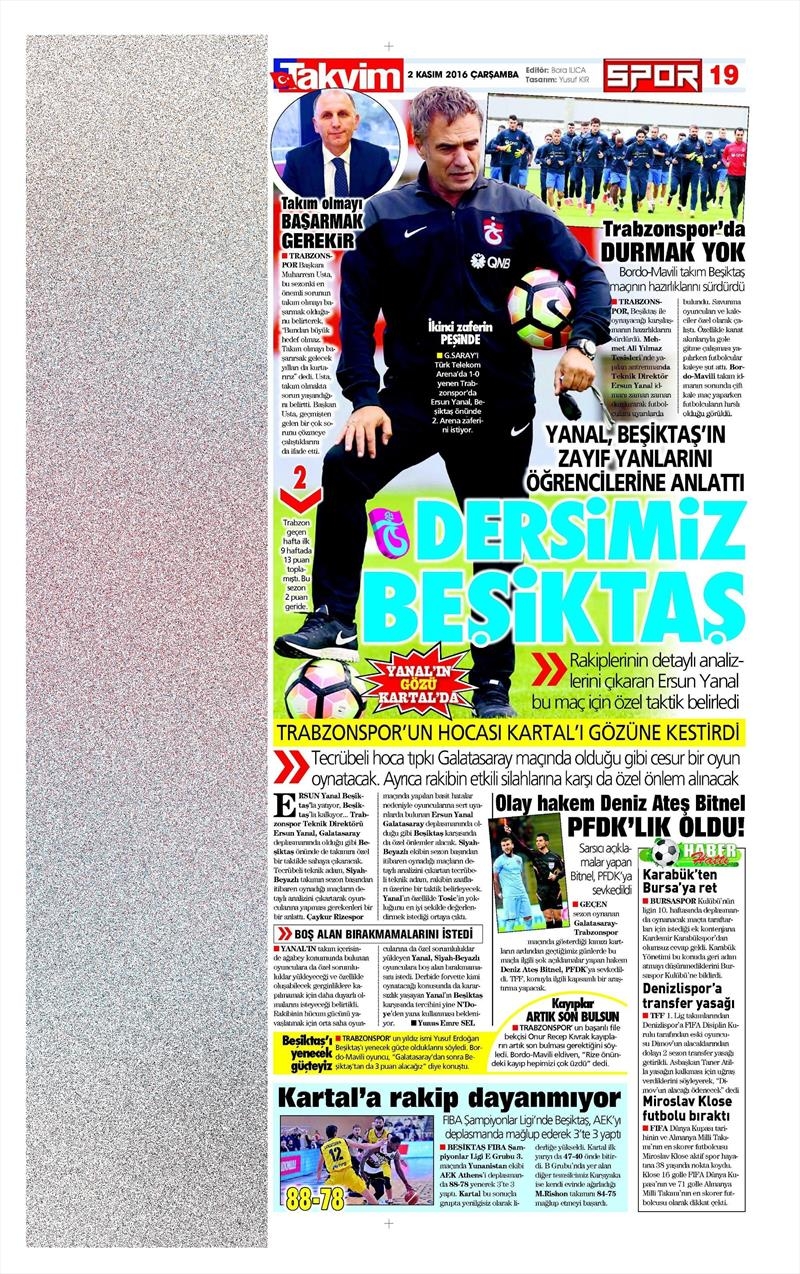 2 Kasım 2016 | Gazetelerin Beşiktaş sayfaları - Görsel 31