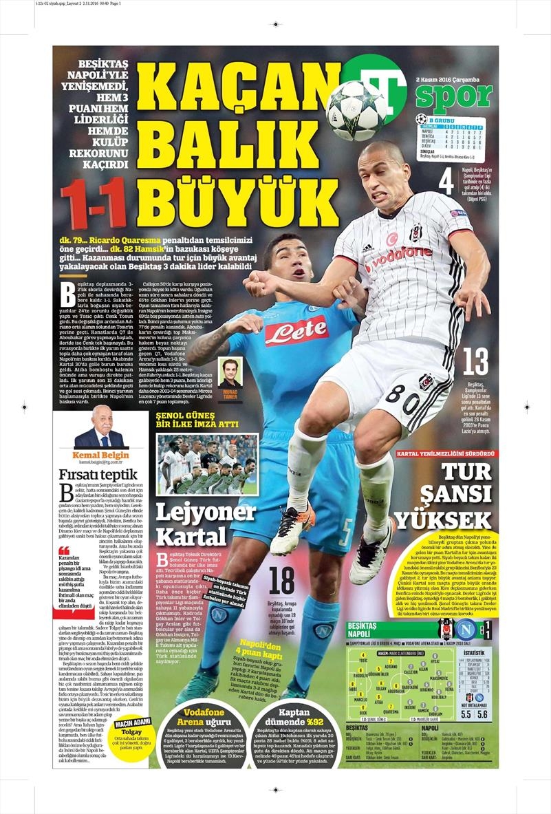 2 Kasım 2016 | Gazetelerin Beşiktaş sayfaları - Görsel 32