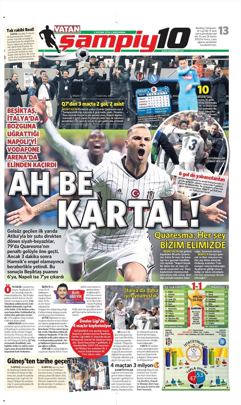 2 Kasım 2016 | Gazetelerin Beşiktaş sayfaları - Görsel 34