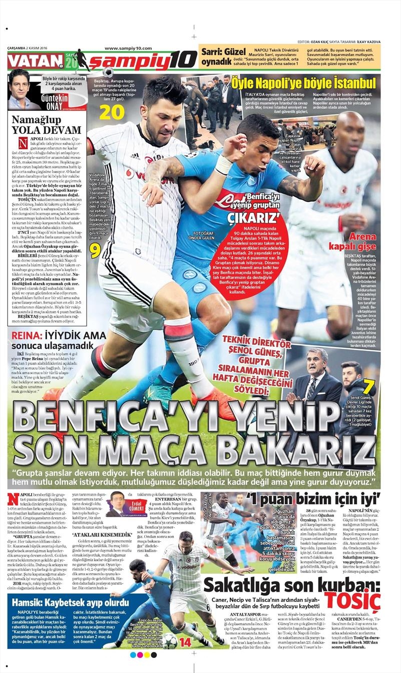2 Kasım 2016 | Gazetelerin Beşiktaş sayfaları - Görsel 35