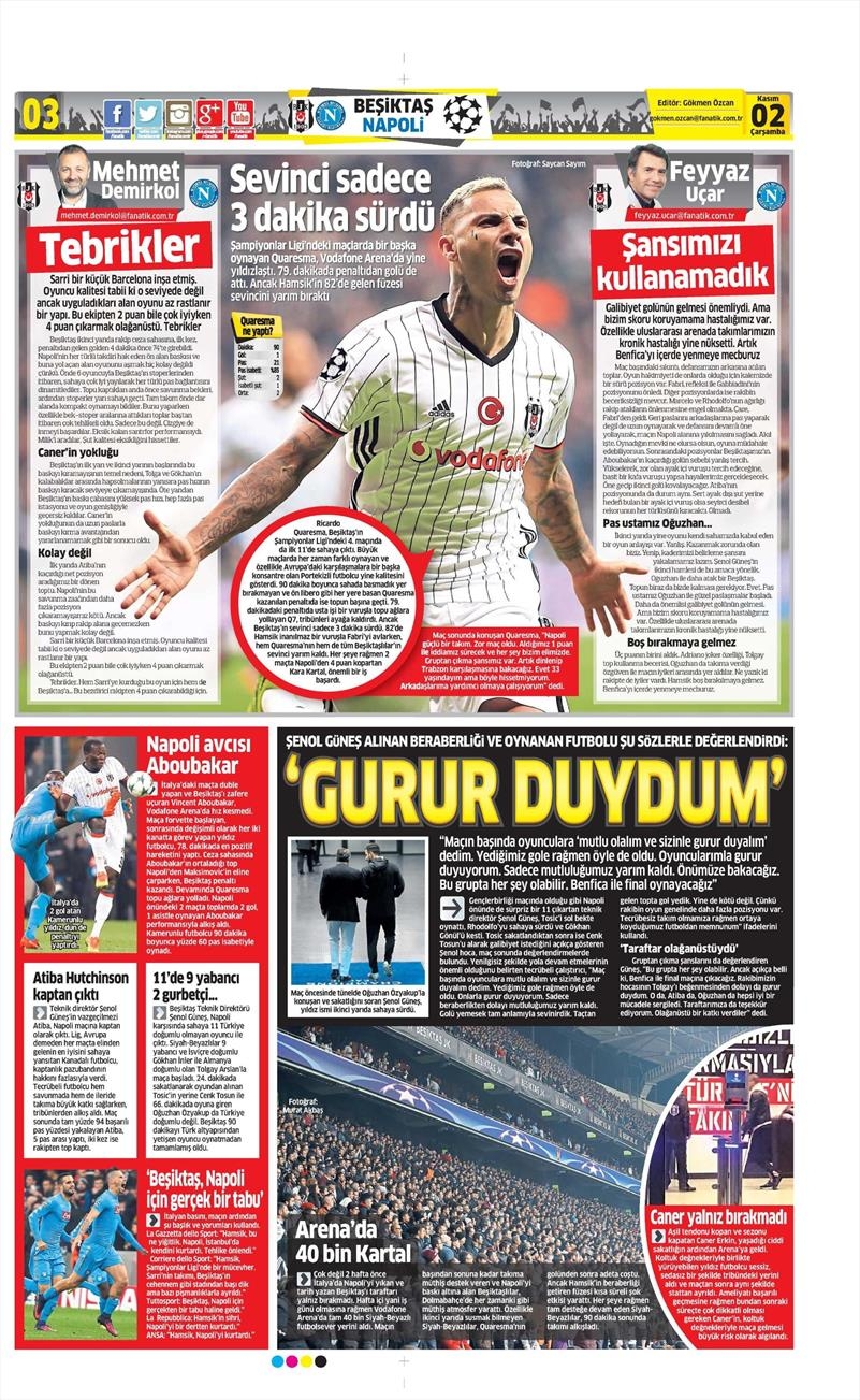 2 Kasım 2016 | Gazetelerin Beşiktaş sayfaları - Görsel 6
