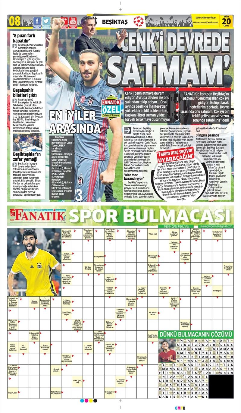 20 Ekim 2017 | Gazetelerin Beşiktaş Manşetleri - Görsel 2