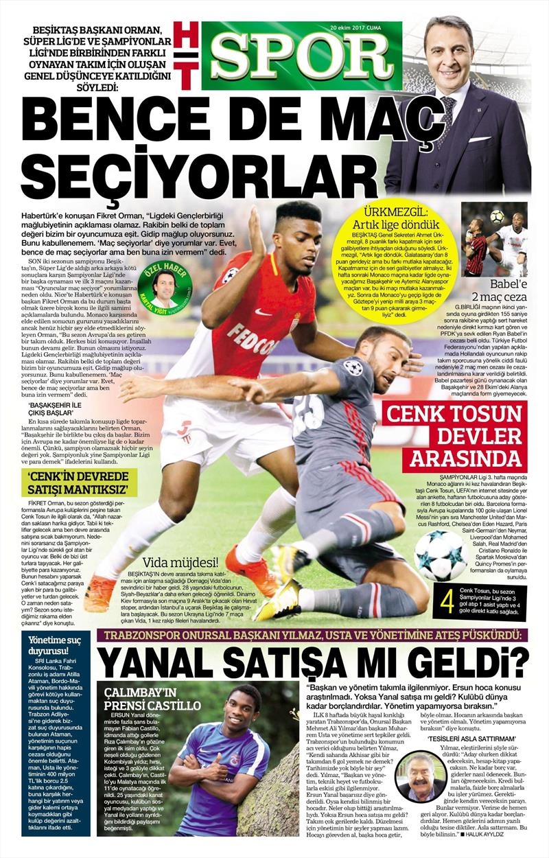 20 Ekim 2017 | Gazetelerin Beşiktaş Manşetleri - Görsel 6