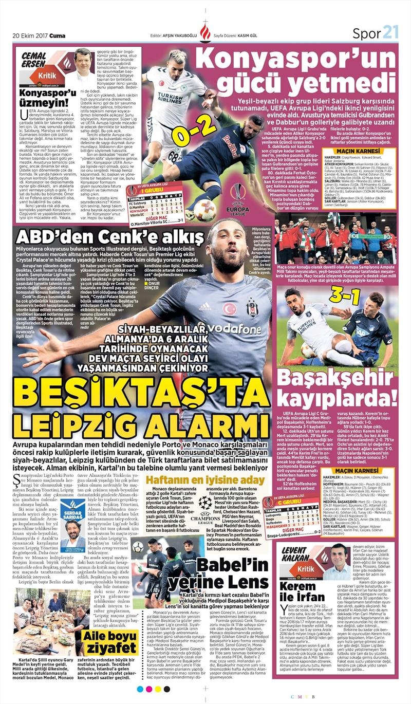 20 Ekim 2017 | Gazetelerin Beşiktaş Manşetleri - Görsel 7