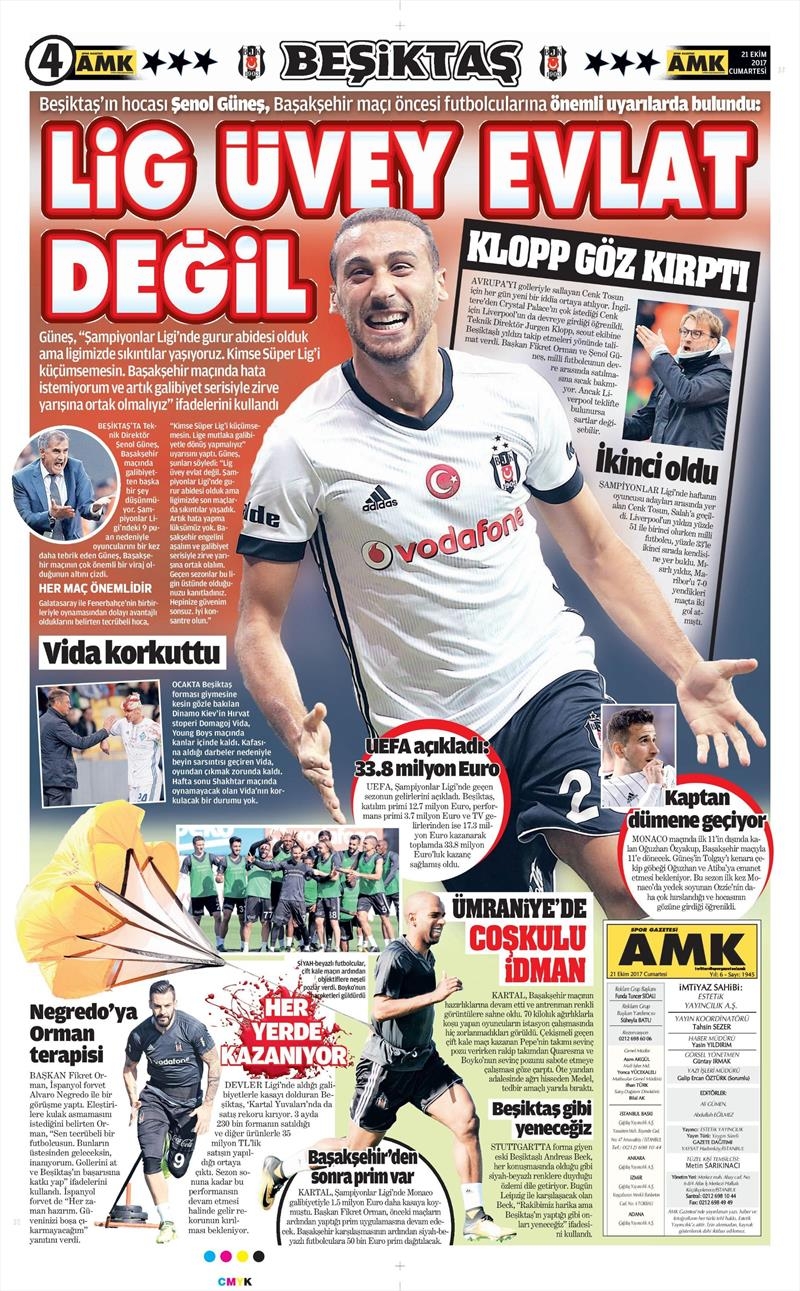 21 Ekim 2017 | Gazetelerin Beşiktaş Manşetleri - Görsel 2