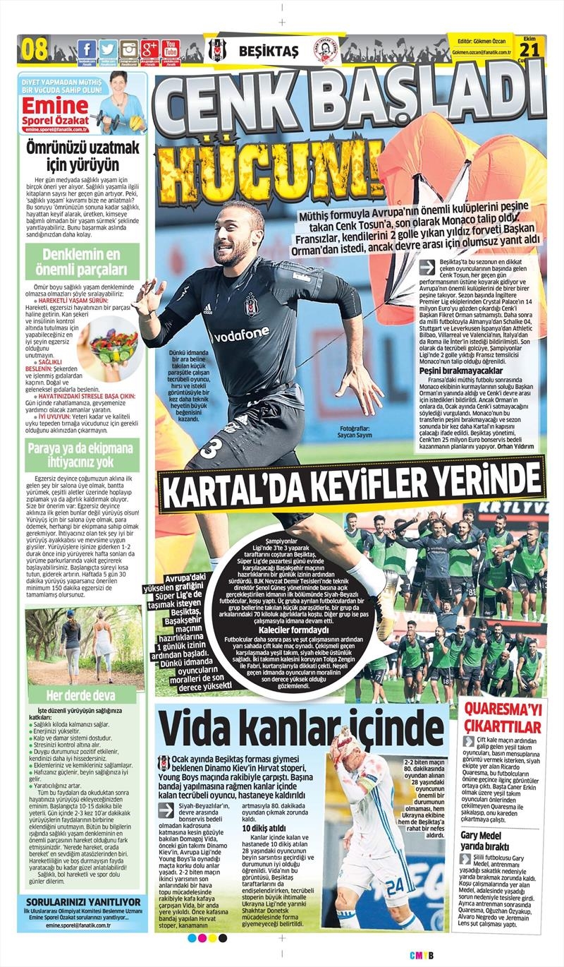 21 Ekim 2017 | Gazetelerin Beşiktaş Manşetleri - Görsel 3