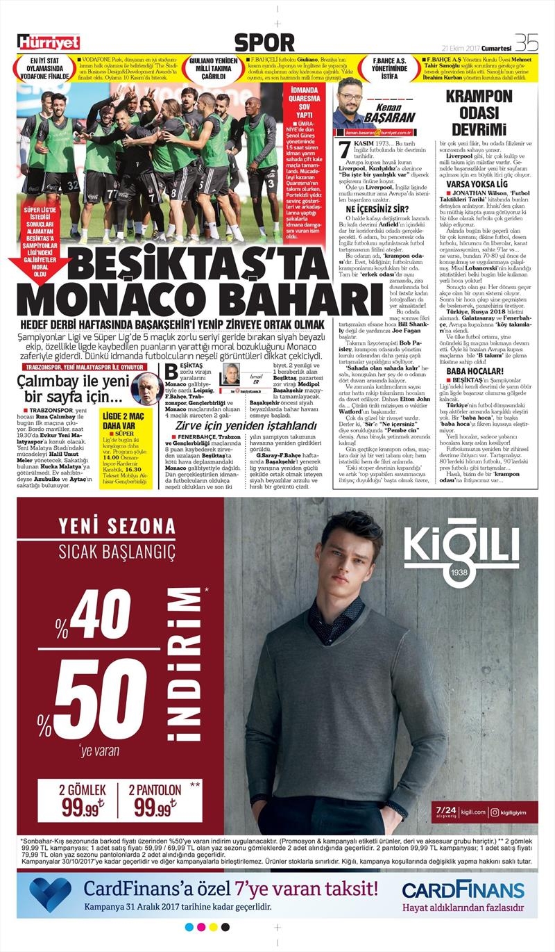 21 Ekim 2017 | Gazetelerin Beşiktaş Manşetleri - Görsel 7