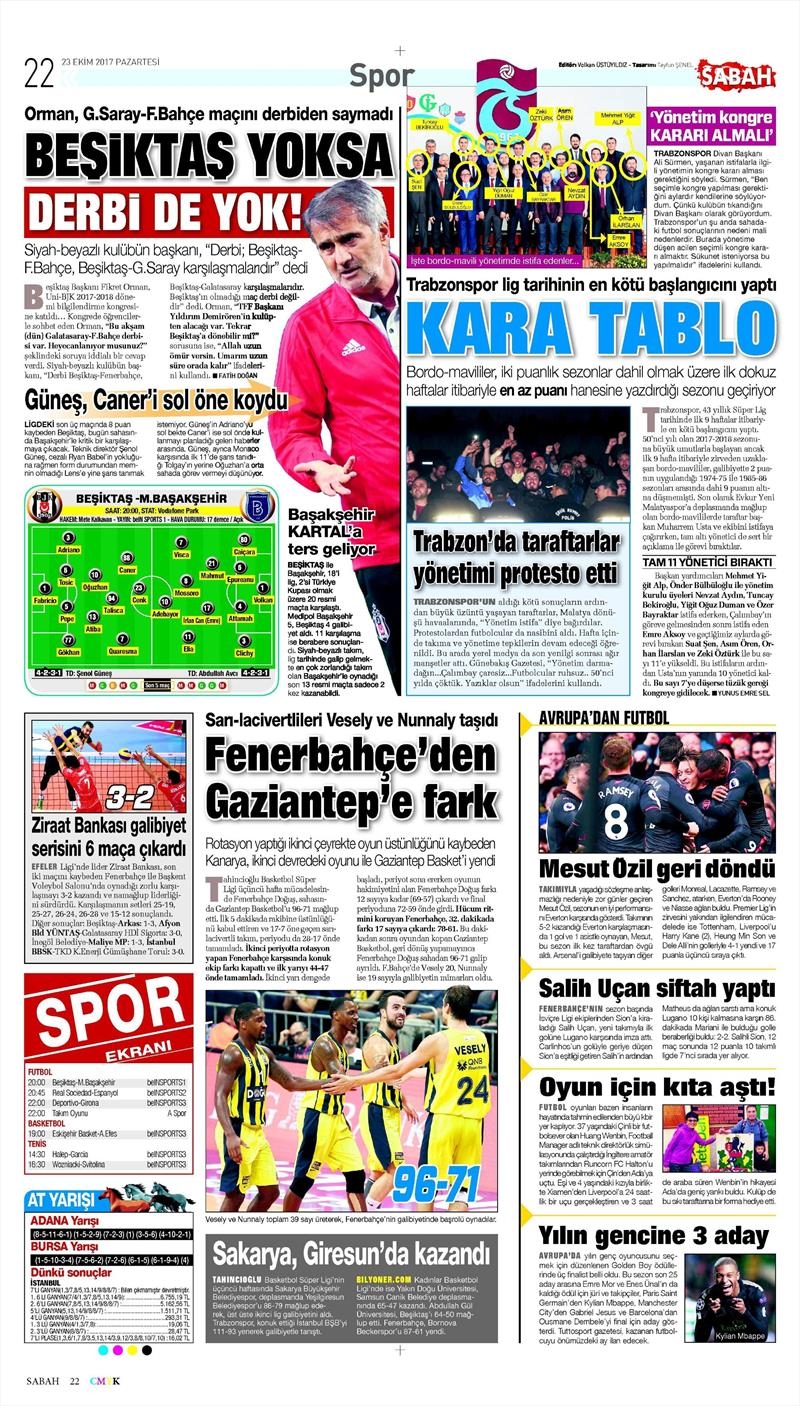 23 Ekim 2017 | Gazetelerin Beşiktaş Manşetleri - Görsel 10