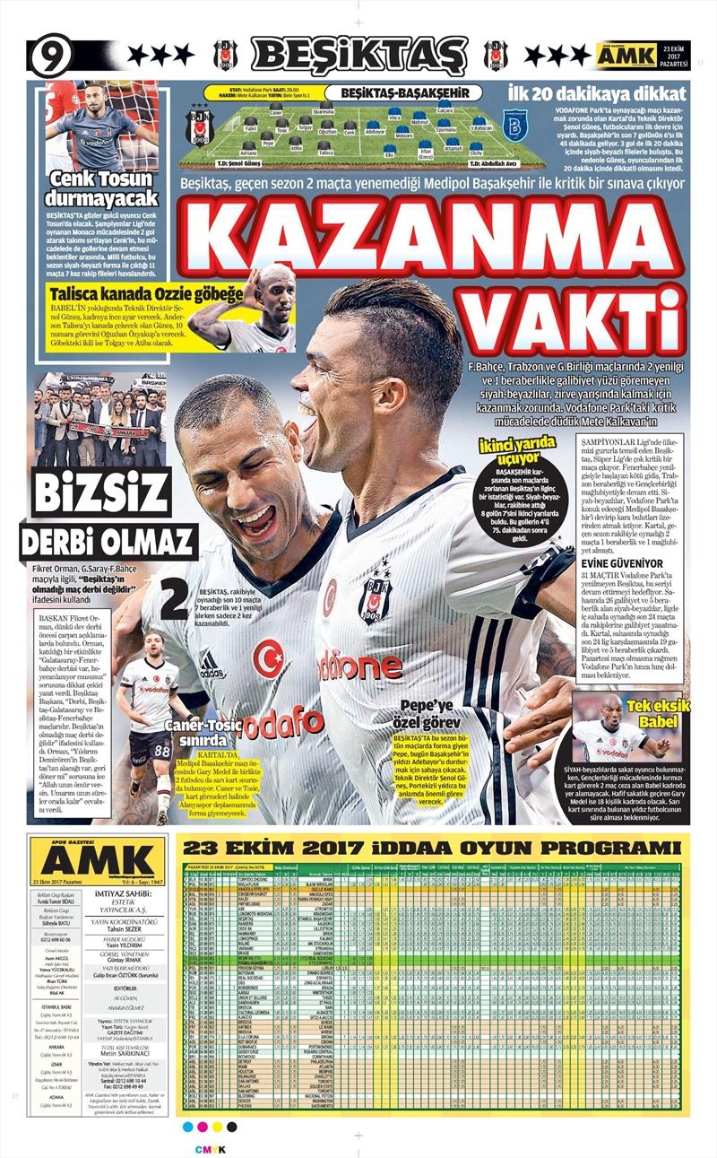 23 Ekim 2017 | Gazetelerin Beşiktaş Manşetleri - Görsel 2