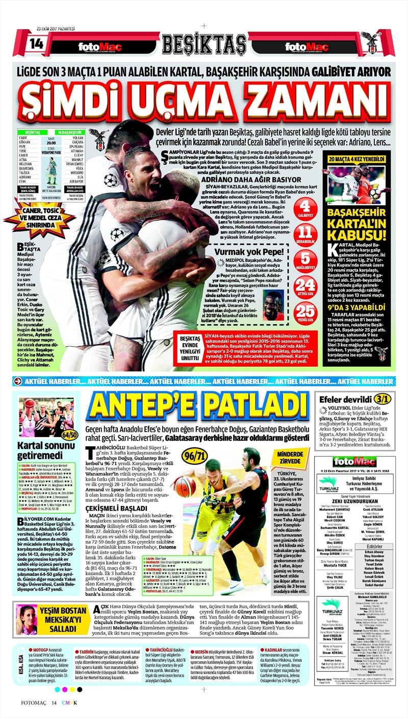 23 Ekim 2017 | Gazetelerin Beşiktaş Manşetleri - Görsel 5