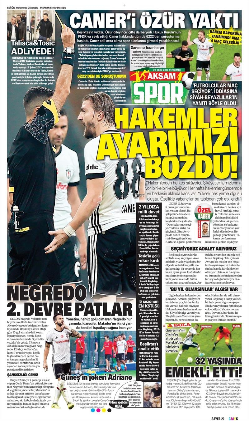 26 Ekim 2017 | İşte gazetelerin Beşiktaş manşetleri - Görsel 1