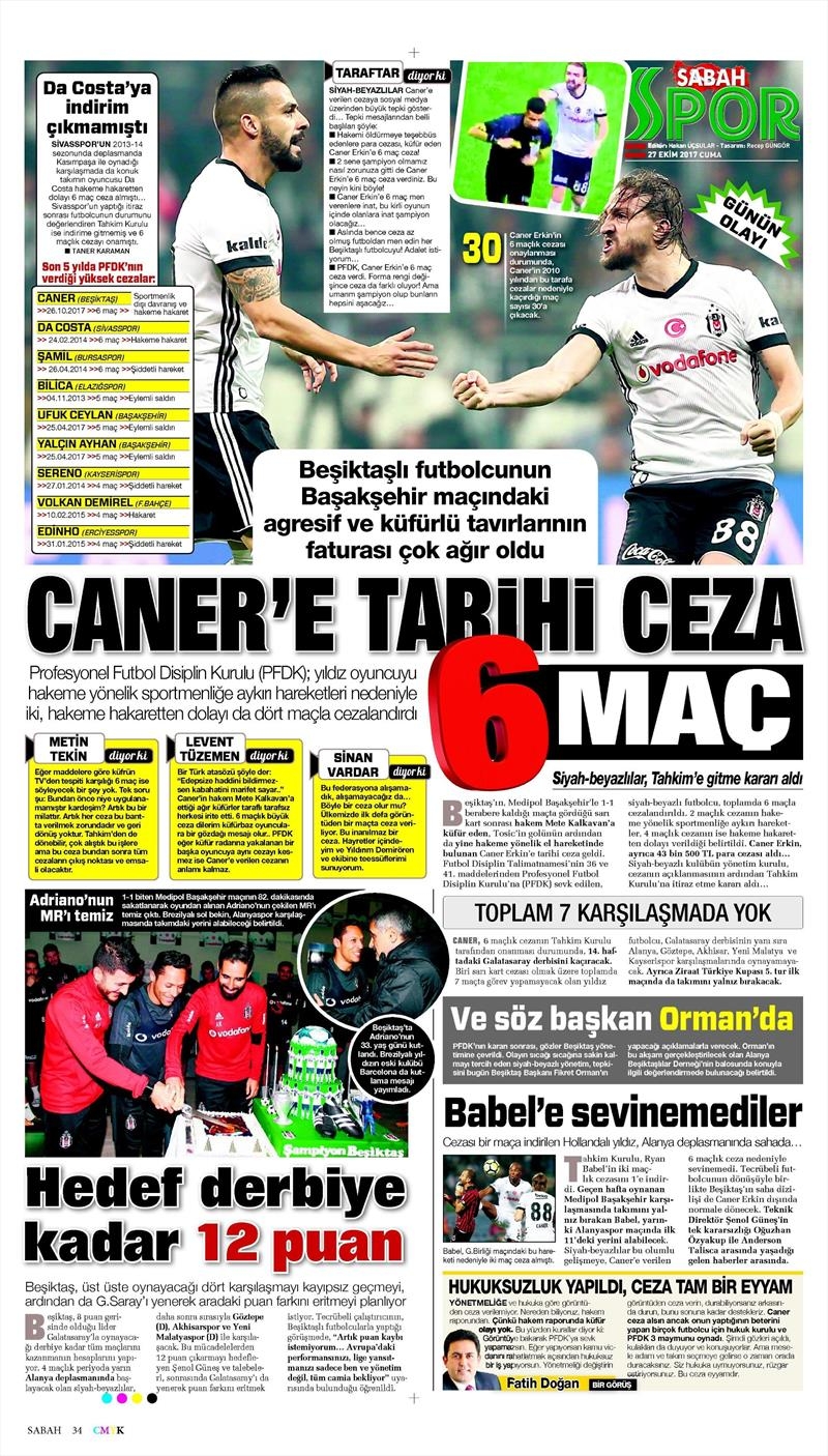 27 Ekim 2017 | İşte gazetelerin Beşiktaş manşetleri - Görsel 3
