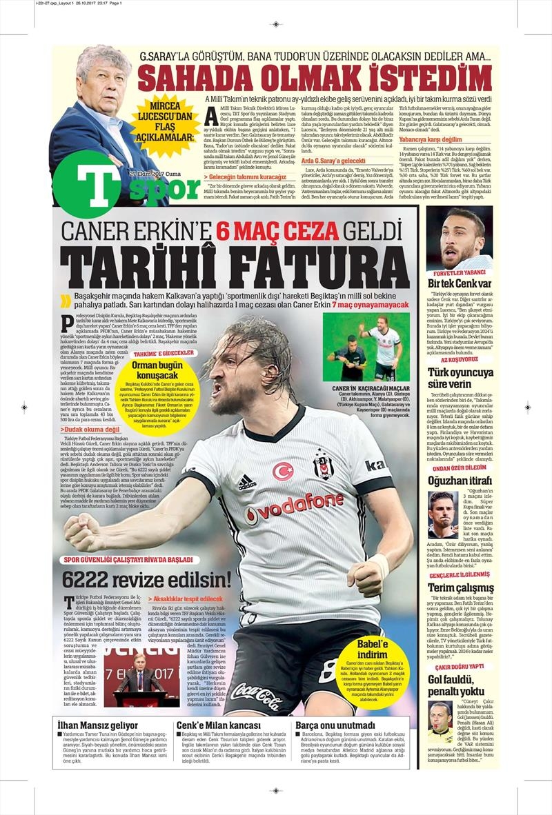 27 Ekim 2017 | İşte gazetelerin Beşiktaş manşetleri - Görsel 6