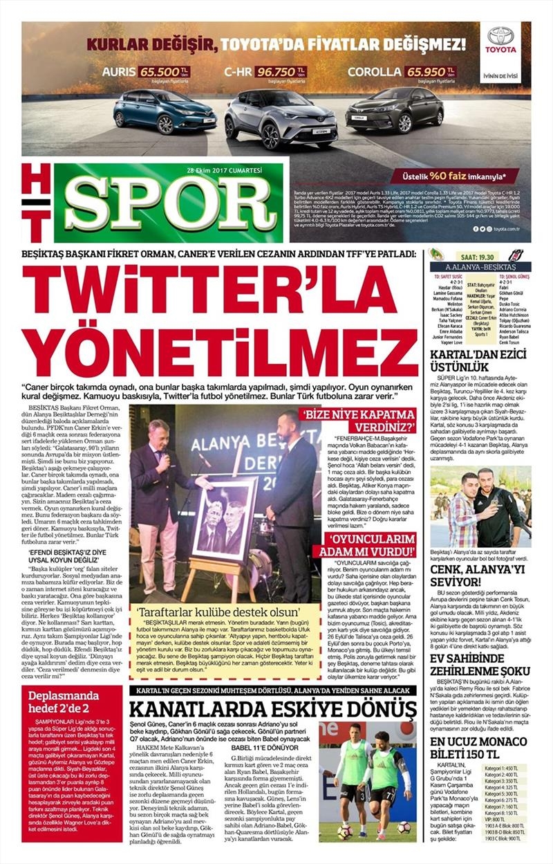 28 Ekim 2017 | Gazetelerin Beşiktaş Manşetleri - Görsel 2