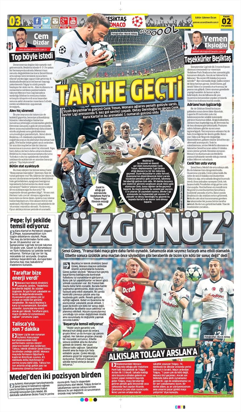 2 Kasım 2017 | Gazetelerin Beşiktaş Manşetleri - Görsel 10