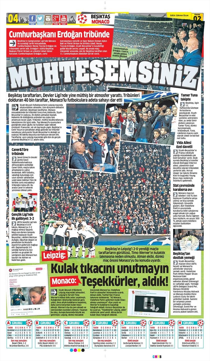 2 Kasım 2017 | Gazetelerin Beşiktaş Manşetleri - Görsel 11