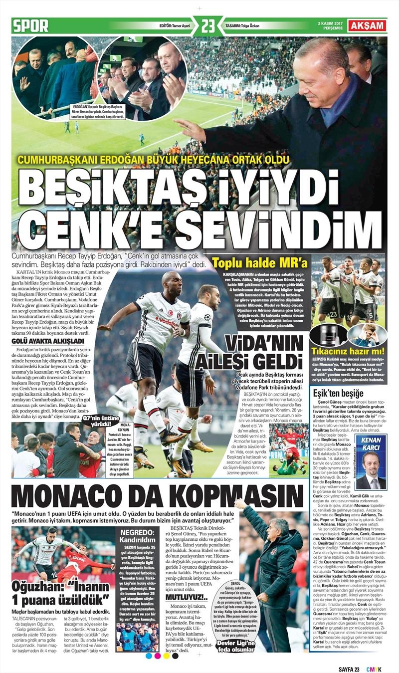 2 Kasım 2017 | Gazetelerin Beşiktaş Manşetleri - Görsel 3