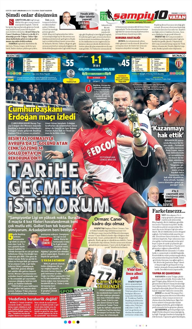 2 Kasım 2017 | Gazetelerin Beşiktaş Manşetleri - Görsel 33