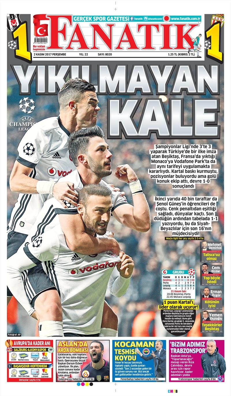 2 Kasım 2017 | Gazetelerin Beşiktaş Manşetleri - Görsel 8