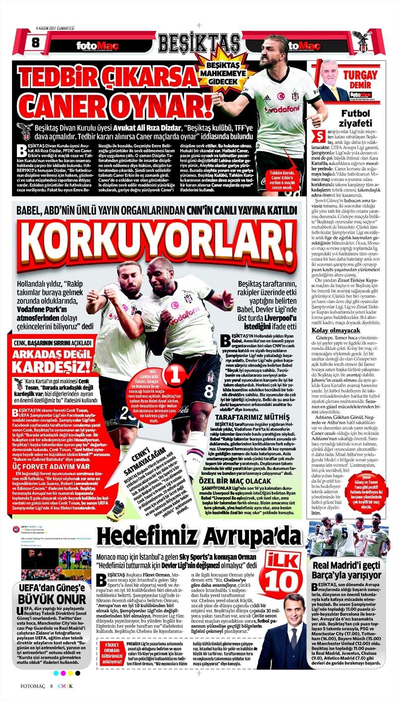 04 Kasım 2017 | Gazetelerin Beşiktaş Manşetleri - Görsel 5