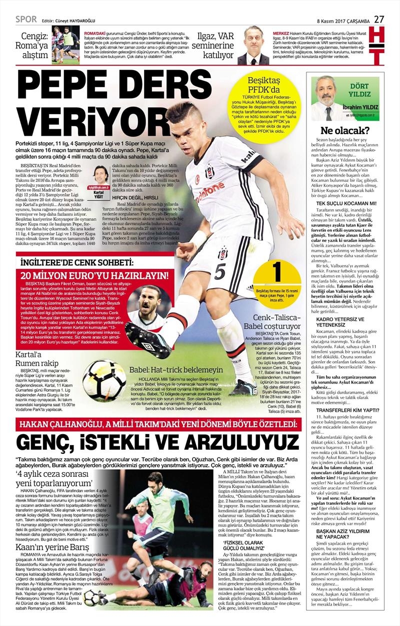 08 Kasım 2017 | Gazetelerin Beşiktaş Manşetleri - Görsel 6