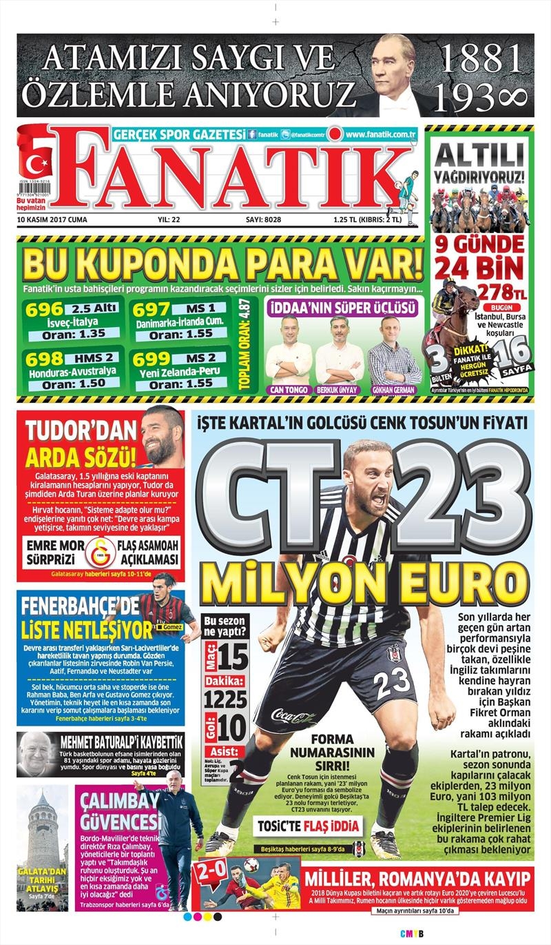 10 Kasım 2017 | Gazetelerin Beşiktaş Manşetleri - Görsel 2