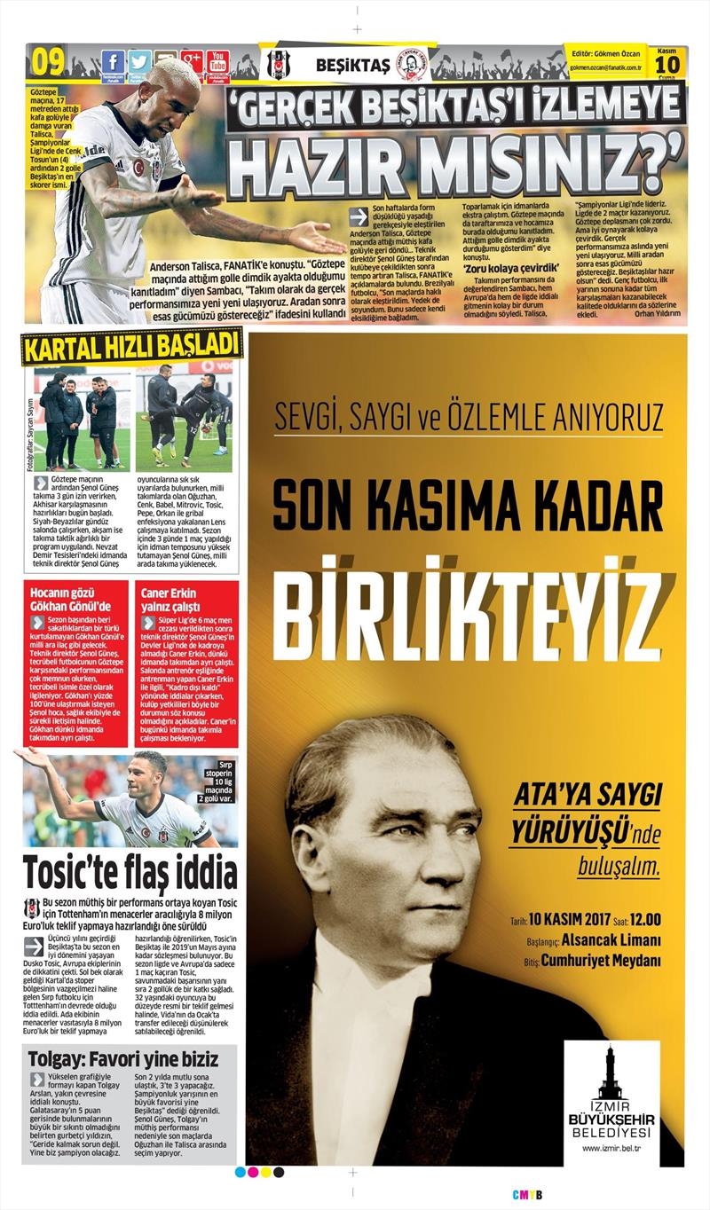 10 Kasım 2017 | Gazetelerin Beşiktaş Manşetleri - Görsel 4