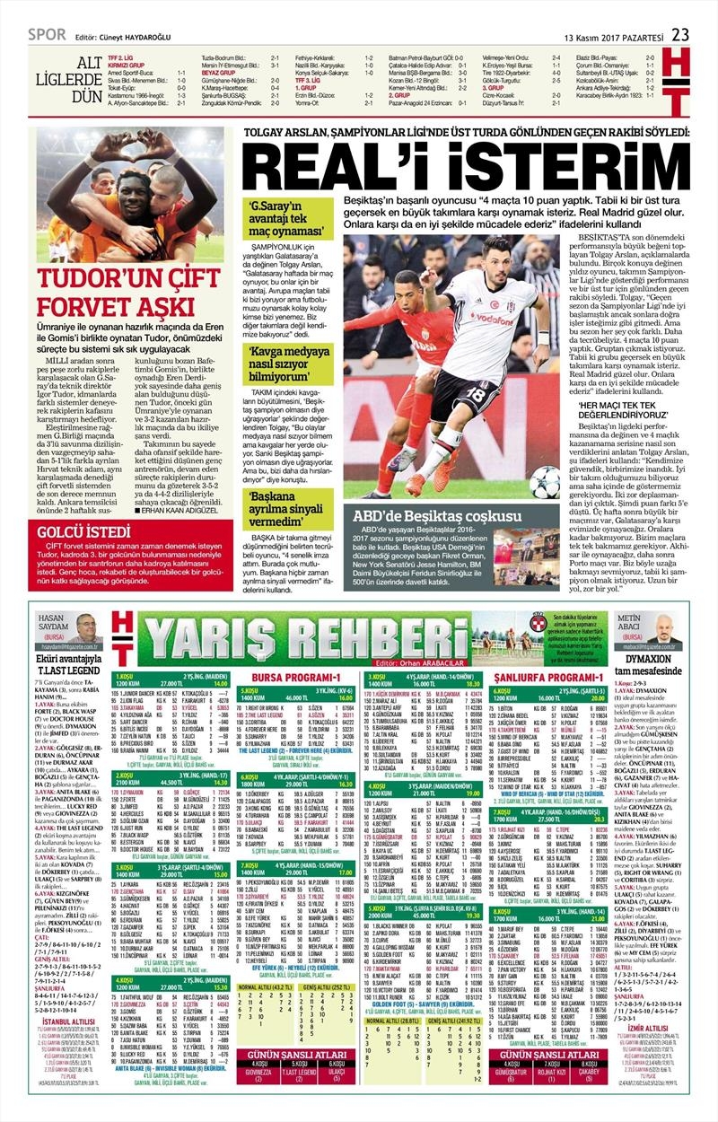 13 Kasım 2017 | Gazetelerin Beşiktaş Manşetleri - Görsel 6