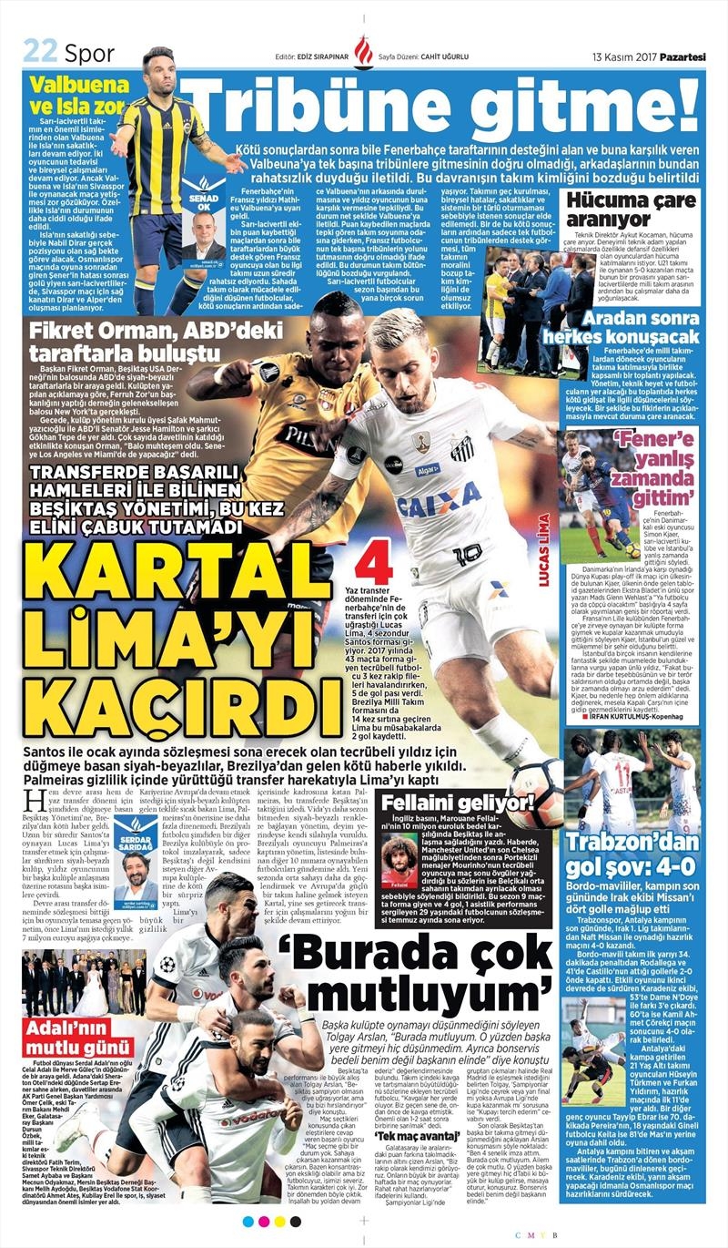 13 Kasım 2017 | Gazetelerin Beşiktaş Manşetleri - Görsel 7