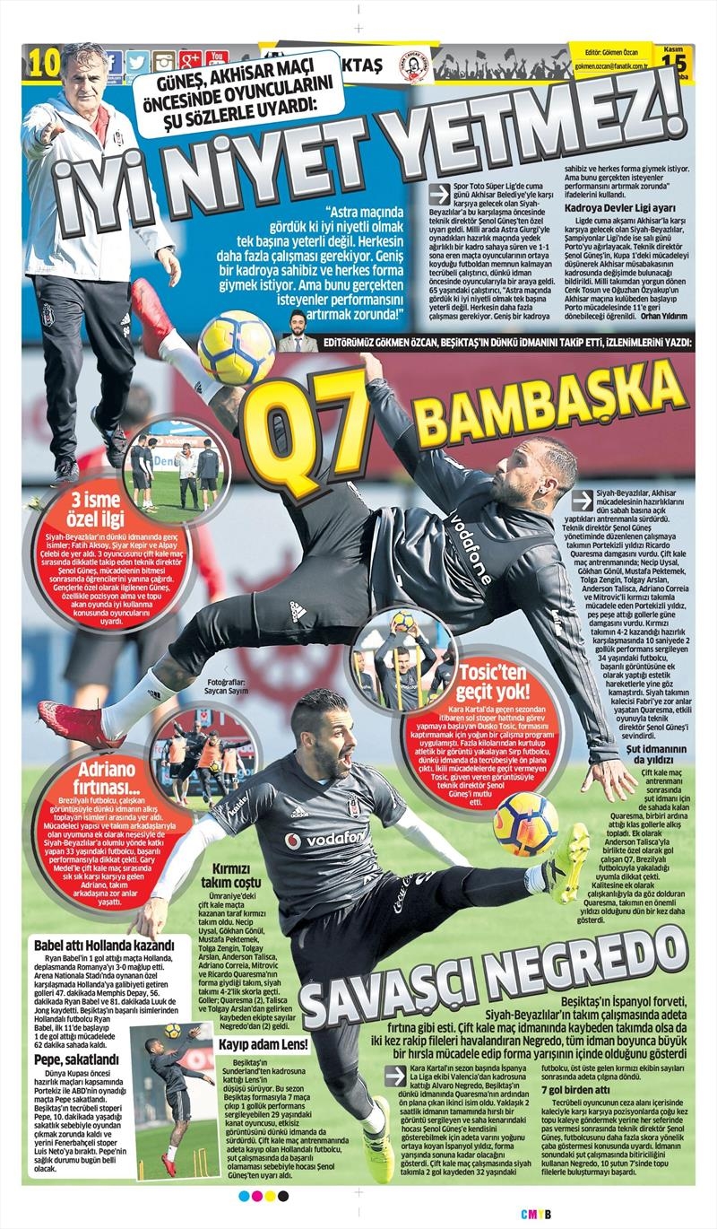 15 Kasım 2017 | Gazetelerin Beşiktaş Manşetleri - Görsel 3