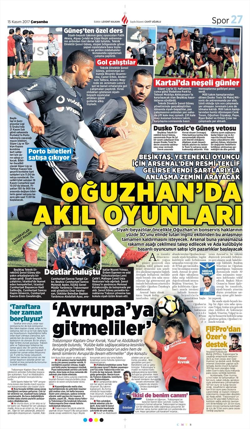 15 Kasım 2017 | Gazetelerin Beşiktaş Manşetleri - Görsel 7