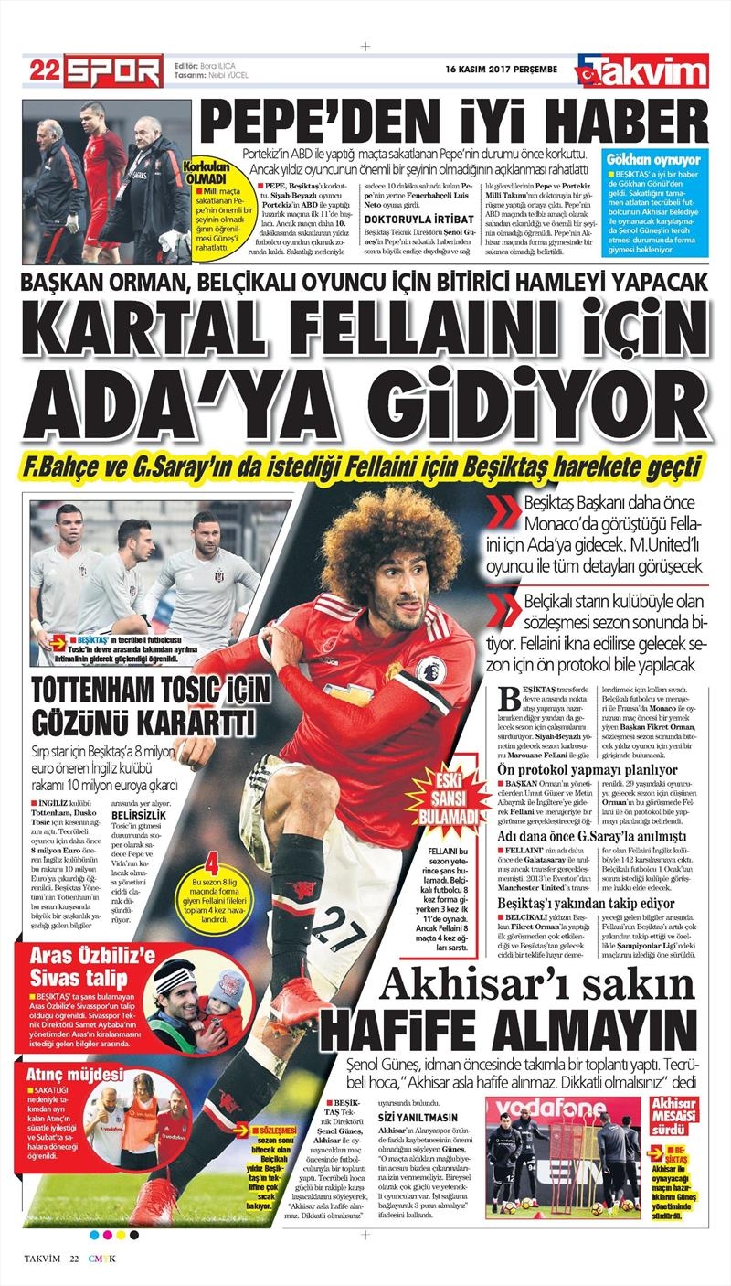 16 Kasım 2017 | Gazetelerin Beşiktaş Manşetleri - Görsel 10