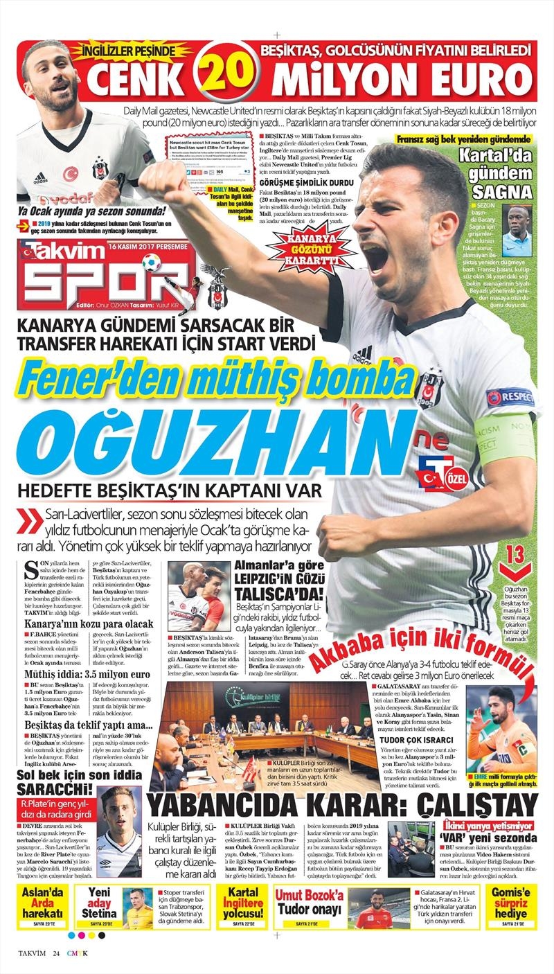16 Kasım 2017 | Gazetelerin Beşiktaş Manşetleri - Görsel 11
